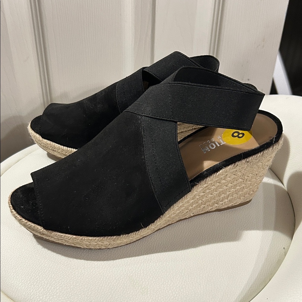 Black Wedge Sandals